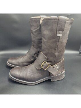 John Varvatos Engineer Boots Men's 9 Buckle Harness Pull On Bourbon Brown